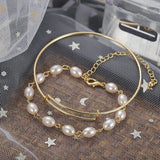 Baroque Pearl Chain Bracelets Hollow Geometric Bangles Femme Jewelry
