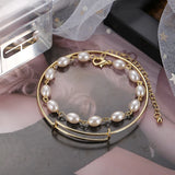Baroque Pearl Chain Bracelets Hollow Geometric Bangles Femme Jewelry