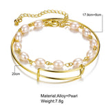 Baroque Pearl Chain Bracelets Hollow Geometric Bangles Femme Jewelry