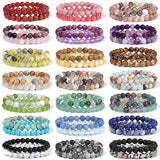 2Pcs/Set Natural Stone Bracelet Agates Beads Bangle Turquois Crystal Men Jewelry