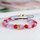Couple Bracelets 8mm MoonStone Bead&CZ Crown Bracelet