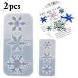 2Pcs/Set Snowflake Pendant Epoxy Silicone Molds Christmas Jewelry Making
