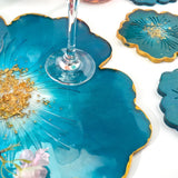 2Pcs Crystal Flower Coaster Pad Casting Silicone Mould