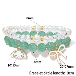 2Pcs/Set Rabbit Charm Bracelet Chalcedony Stone Bangle