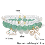 2Pcs/Set Rabbit Charm Bracelet Chalcedony Stone Bangle