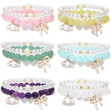 2Pcs/Set Rabbit Charm Bracelet Chalcedony Stone Bangle