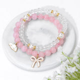 2Pcs/Set Rabbit Charm Bracelet Chalcedony Stone Bangle