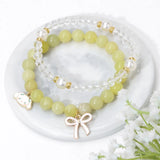 2Pcs/Set Rabbit Charm Bracelet Chalcedony Stone Bangle
