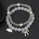 2Pcs/Set Rabbit Charm Bracelet Chalcedony Stone Bangle