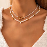 2Pcs/Set Pearl Choker Necklace Bridal Wedding Beaded Chain Jewelry