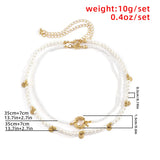 2Pcs/Set Pearl Choker Necklace Bridal Wedding Beaded Chain Jewelry