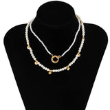 2Pcs/Set Pearl Choker Necklace Bridal Wedding Beaded Chain Jewelry