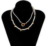 2Pcs/Set Pearl Choker Necklace Bridal Wedding Beaded Chain Jewelry