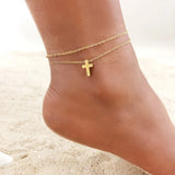 2Pcs Tone Stainless Steel Chain Anklet for Women