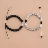 Stone Heart Beads Bracelets Set Men Women Elastic Rope Charm Bangle Anklet