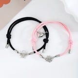 Braided Rope Spider Pendant Couple Bracelet Magnetic Heart Bangles
