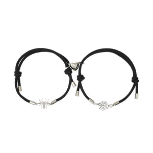 Braided Rope Spider Pendant Couple Bracelet Magnetic Heart Bangles