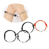 Braided Rope Spider Pendant Couple Bracelet Magnetic Heart Bangles