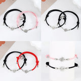 Braided Rope Spider Pendant Couple Bracelet Magnetic Heart Bangles