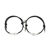 Braided Rope Spider Pendant Couple Bracelet Magnetic Heart Bangles