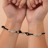 Braided Rope Spider Pendant Couple Bracelet Magnetic Heart Bangles