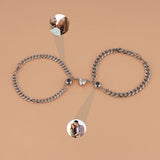 Heart Magnet Projection Photo Bracelet Set for Couples
