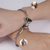 Heart Magnet Projection Photo Bracelet Set for Couples