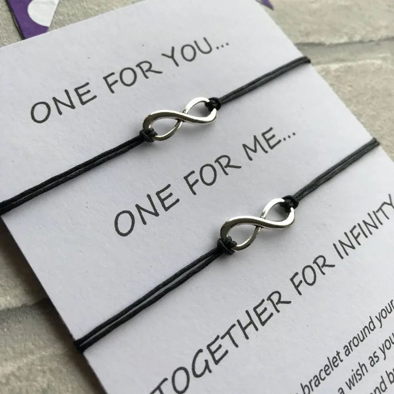 2Pcs Infinity Wish String Bracelet Set Mother's Gift