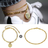 2Pcs Stainless Steel Initial Letter Anklet Set for Women