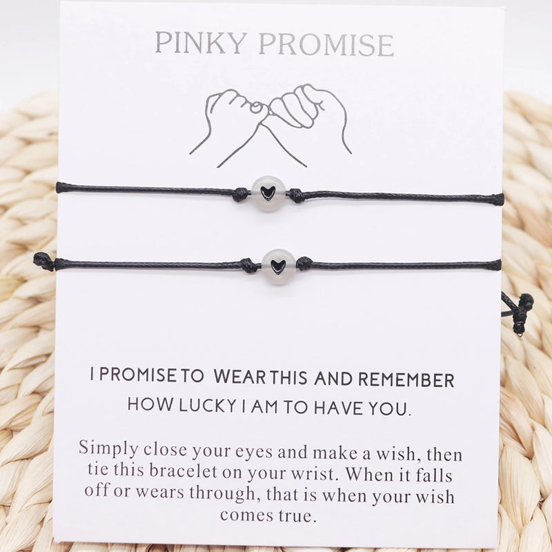 Luminous Heart I Love You Rope Bracelet Set for Couple