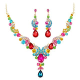2Pcs/Set Rhinestone Semicircle Charm Bridal Earrings Necklace
