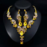 2Pcs/Set Rhinestone Semicircle Charm Bridal Earrings Necklace