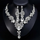 2Pcs/Set Rhinestone Semicircle Charm Bridal Earrings Necklace