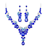 2Pcs/Set Rhinestone Semicircle Charm Bridal Earrings Necklace
