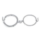 2Pcs/Set Magnet Couple Bracelets Stainless Steel Charm