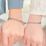 2Pcs/Set Magnet Couple Bracelets Stainless Steel Charm