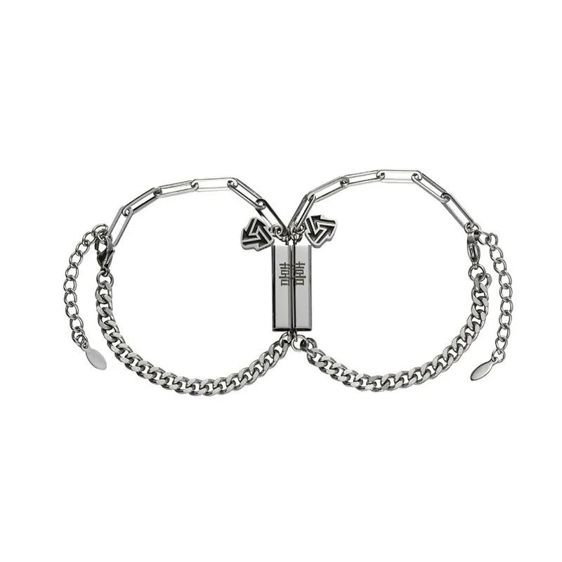 Magnetic Bracelet Stainless Steel Cuban Chain Couple Bangle Gift