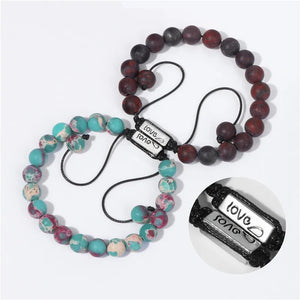 Magnetic Couple Bracelets Natural Stone Beaded Love Charm Jewelry