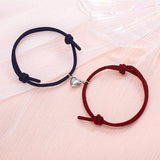 2Pcs/Set Minimalist Heart Friendship Bracelet Couple Magnetic Distance