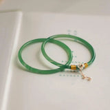 2Pcs Natural Chalcedony Jingle Bangle Beauty Bracelet