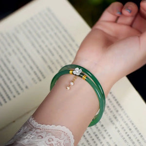 2Pcs Natural Chalcedony Jingle Bangle Beauty Bracelet