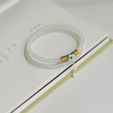 2Pcs Natural Chalcedony Jingle Bangle Beauty Bracelet