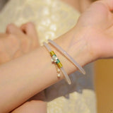 2Pcs Natural Chalcedony Jingle Bangle Beauty Bracelet