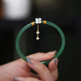 2Pcs Natural Chalcedony Jingle Bangle Beauty Bracelet