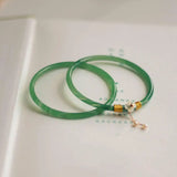2Pcs Natural Chalcedony Jingle Bangle Beauty Bracelet