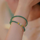 2Pcs Natural Chalcedony Jingle Bangle Beauty Bracelet