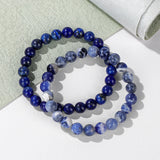 2Pcs/Set Natural Stone Beaded Bracelets Howlite Cat Eye Bangles For Men Women