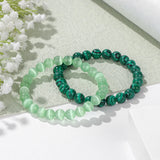 2Pcs/Set Natural Stone Beaded Bracelets Howlite Cat Eye Bangles For Men Women