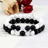 2Pcs/Set Natural Stone Bracelets Hematites Lave Line Stone Couple Bracelets