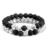 2Pcs/Set Natural Stone Bracelets Hematites Lave Line Stone Couple Bracelets